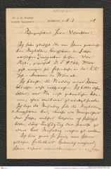 Nachlass Franz Steindachner, Brief und Beilage vonJ.G. Fischer an Franz Steindachner (08.03.1878), Inv.Nr. 132.01, Seite 1